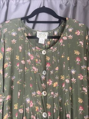 April Cornell Olive Green Floral Maxi Dress